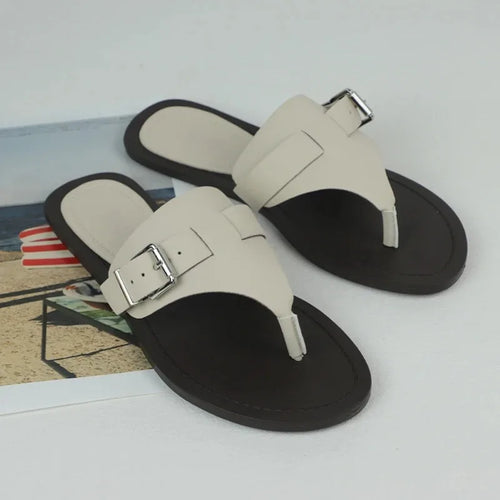 Brand Designer Womem Flip Flops Metal Decoration Retro Suede High Quality Slippers Woman Leisure Flat Beach Slippers for Women