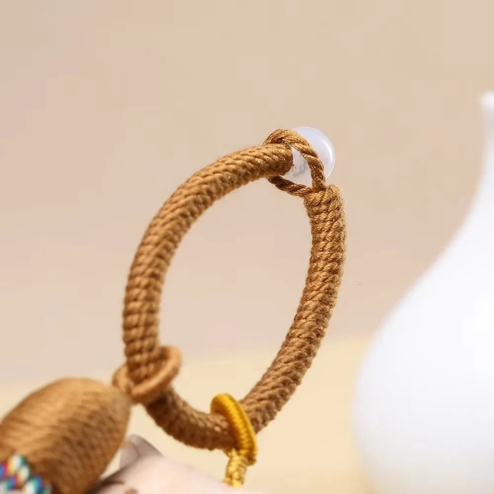 Retro Tassel Handcrafted Wooden Cat Pendant Wooden Material Bags Decoration Cat Keychain Money Catching Cat Bag Pendant